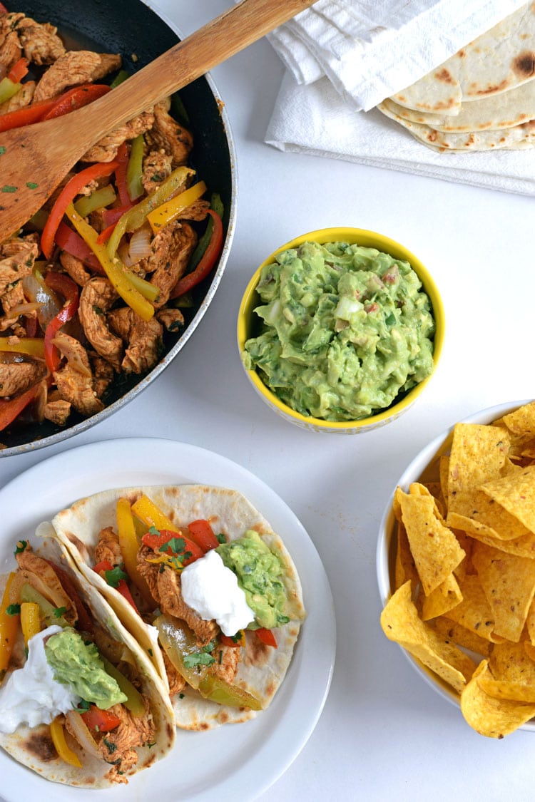 Minute Mexican Lime Chicken Fajitas Easy Guacamole Isabel Eats