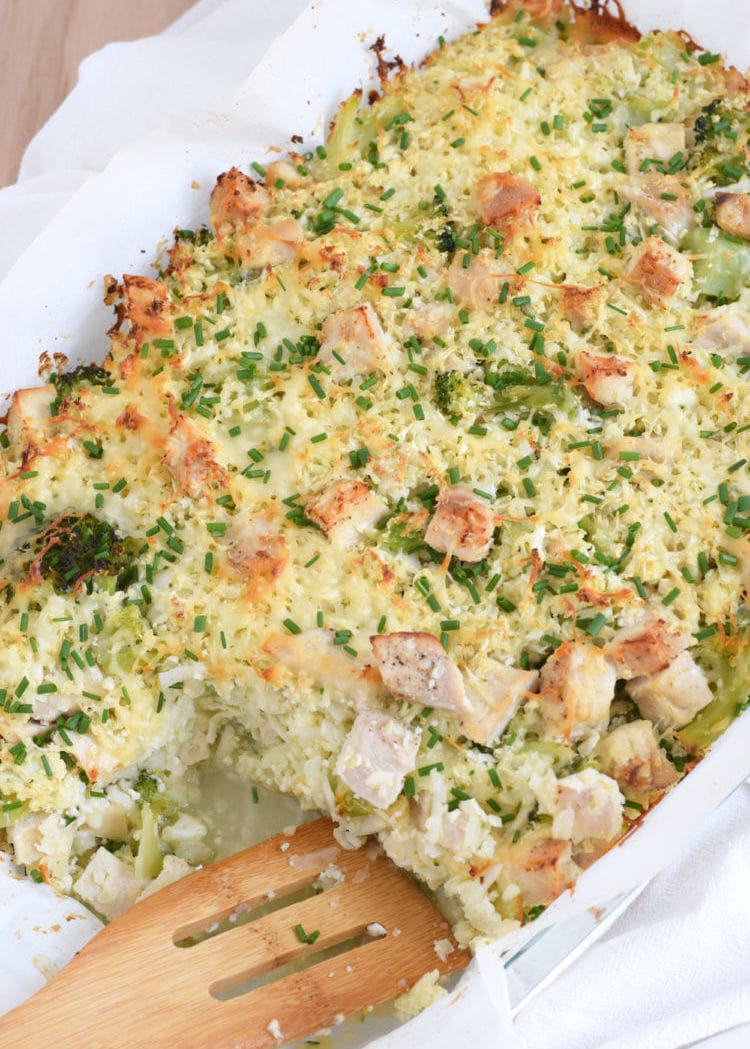 Broccoli &amp; Cauliflower Rice Chicken Casserole - Isabel Eats