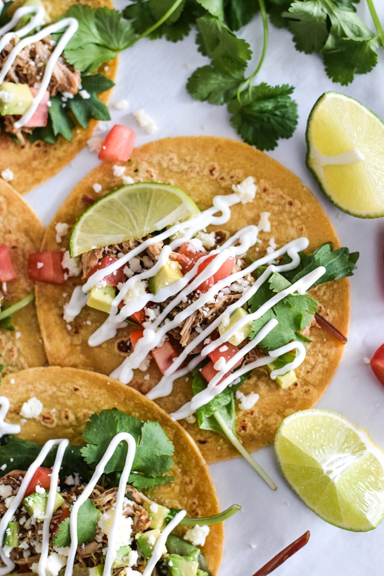 Mexican Slow Cooker Chicken Carnitas Tacos - Isabel Eats