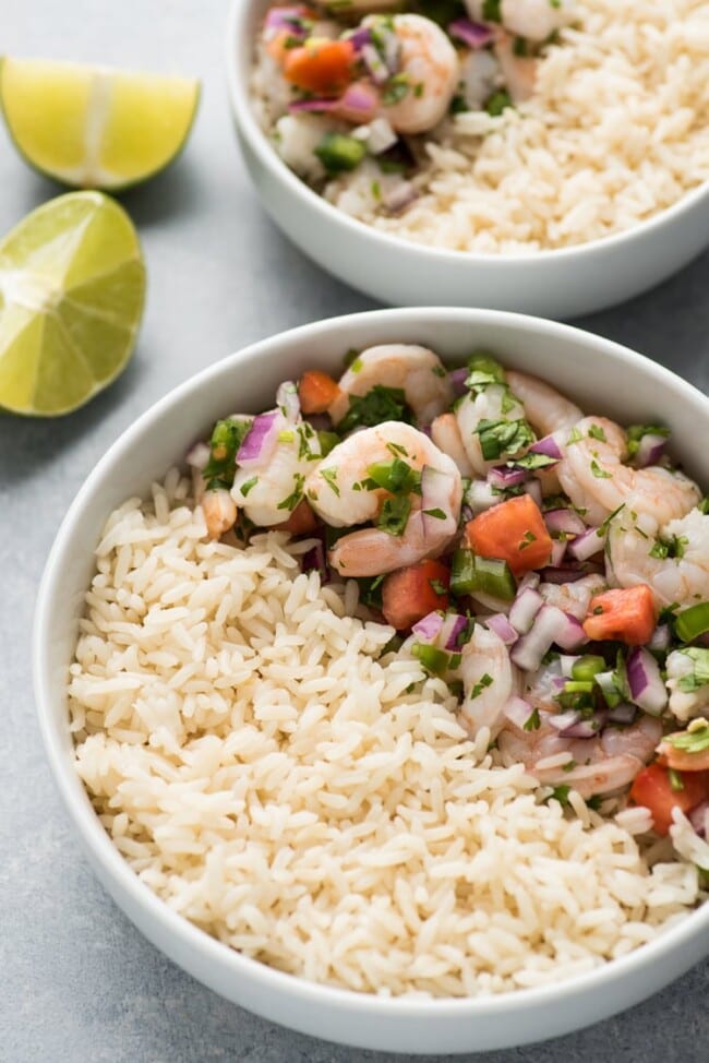 Mexican Ceviche Rice Bowl - Isabel Eats