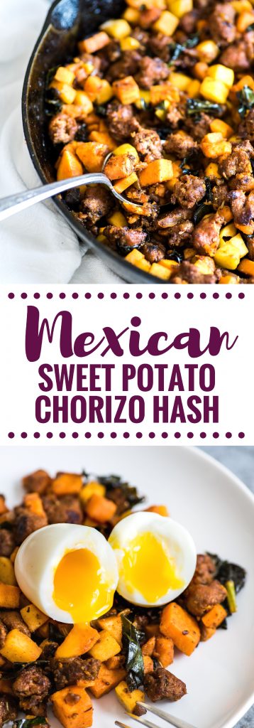 Mexican Chorizo Sweet Potato Hash with Soft Boiled Eggs - Isabel Eats