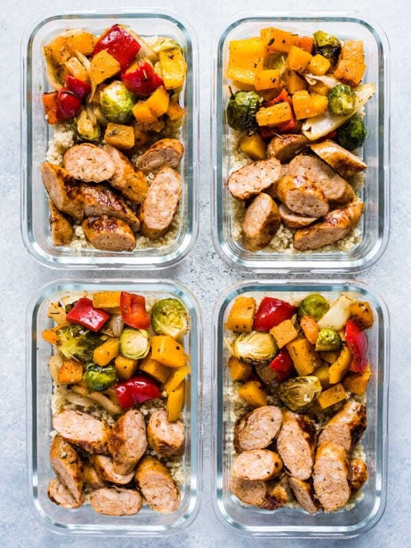 This Healthy Sheet Pan Sausage and Veggies recipe is easy, delicious and perfect for meal prep. It's gluten free, dairy free and paleo and Whole30.