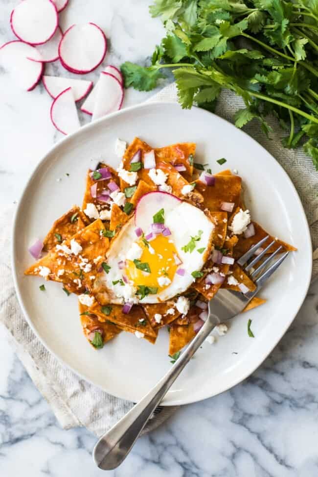 Easy Red Chilaquiles - Isabel Eats