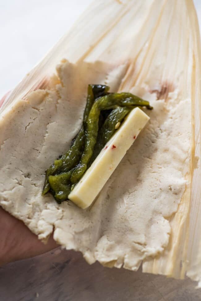 Green Chile and Cheese Vegetarian Tamales - Isabel Eats
