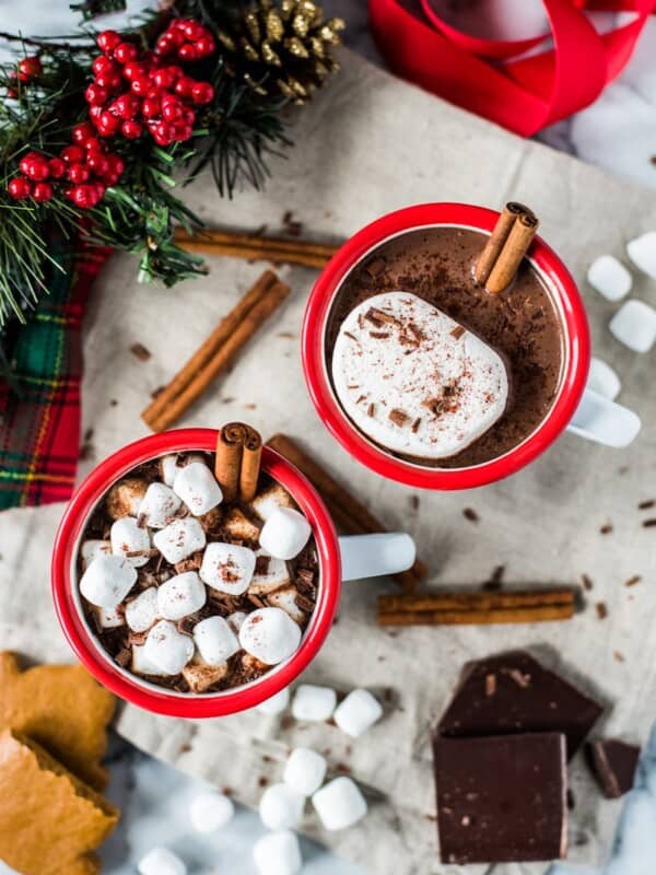 This Mexican Hot Chocolate made with 100% unsweetened cocoa powder, cinnamon and a hint of chili will warm you up from the inside out!