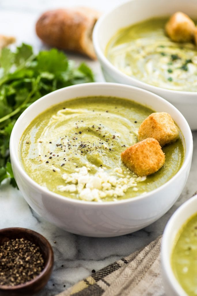 Roasted Poblano Broccoli Soup - Isabel Eats