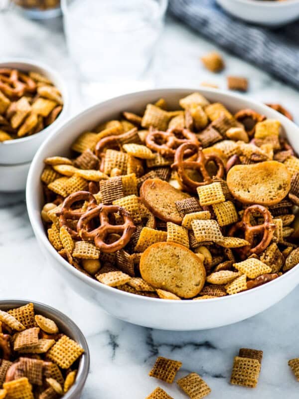 This Chex Mix recipe is easy to make and brings together all the crunchy, salty and delicious buttery flavors with a hint of smoky spicy goodness! It's the perfect snack for sharing!