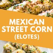  Le maïs de rue mexicain en épi recouvert de mayonnaise crémeuse et garni de coriandre, de jus de citron vert, de fromage Cotija et de poudre de chili est le plat d'accompagnement d'été mexicain parfait! #maïs de rue # mexicain 