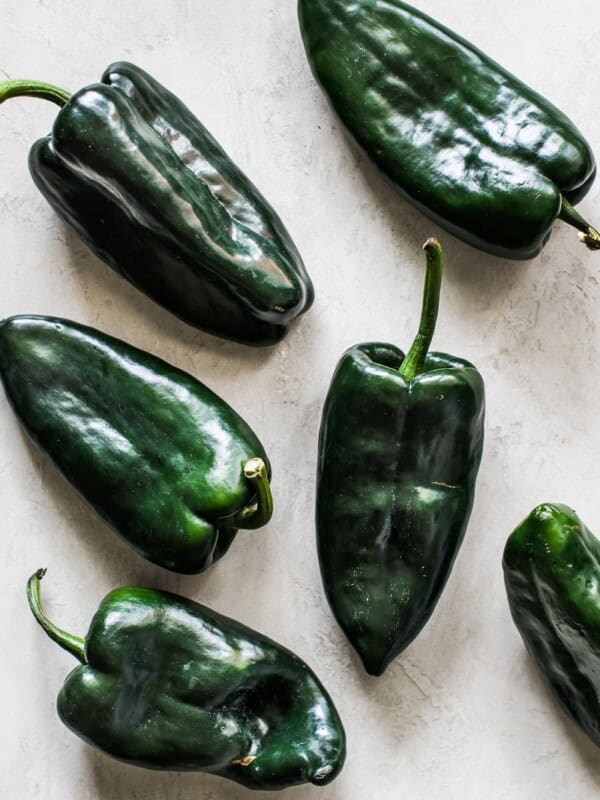 Poblano peppers on a table