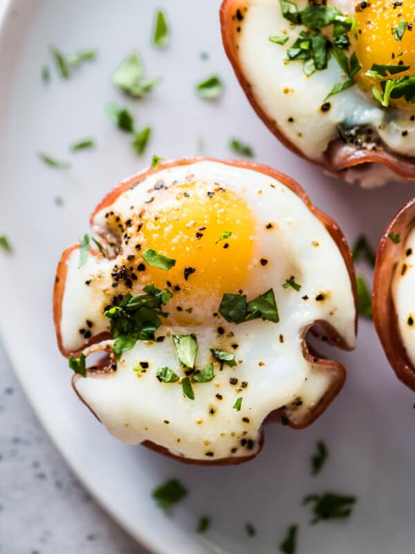 Egg muffin cup on a plate