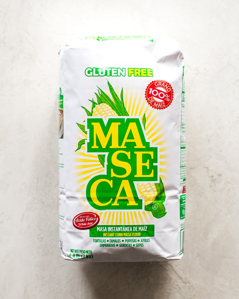 A bag of masa harina used to make tamale dough - maseca