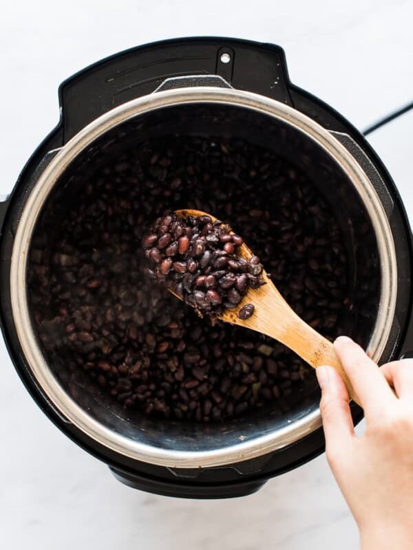 Cooked black beans in an Instant Pot