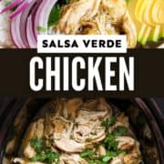 Salsa Verde Chicken recipe in the slow cooker crock pot
