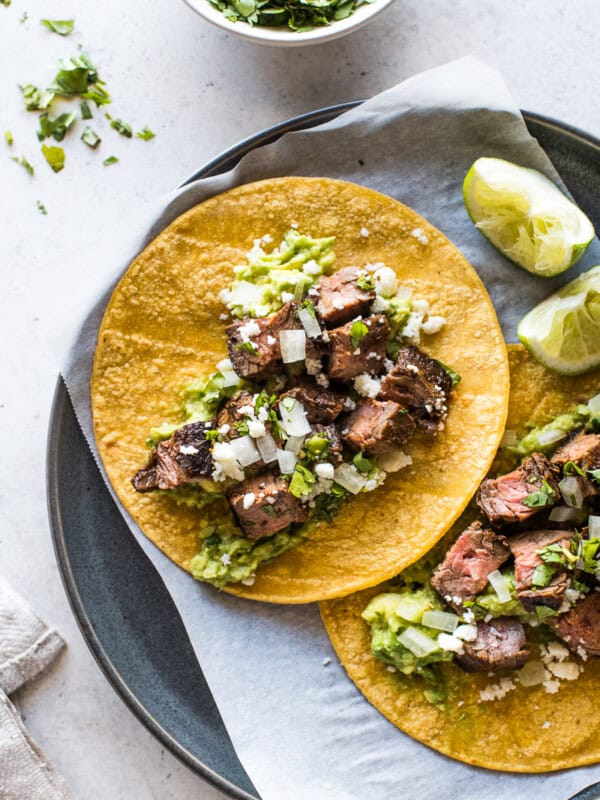 Carne asada tacos on a plate