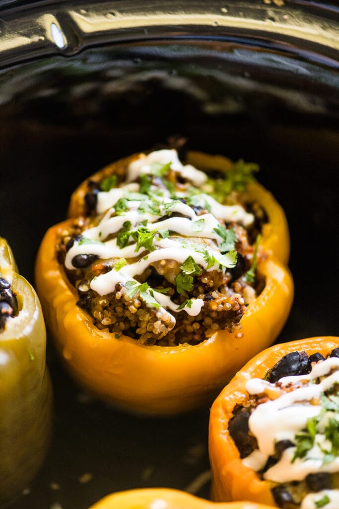 Crockpot Stuffed Peppers {No Pre-Cooking Required!} - Isabel Eats