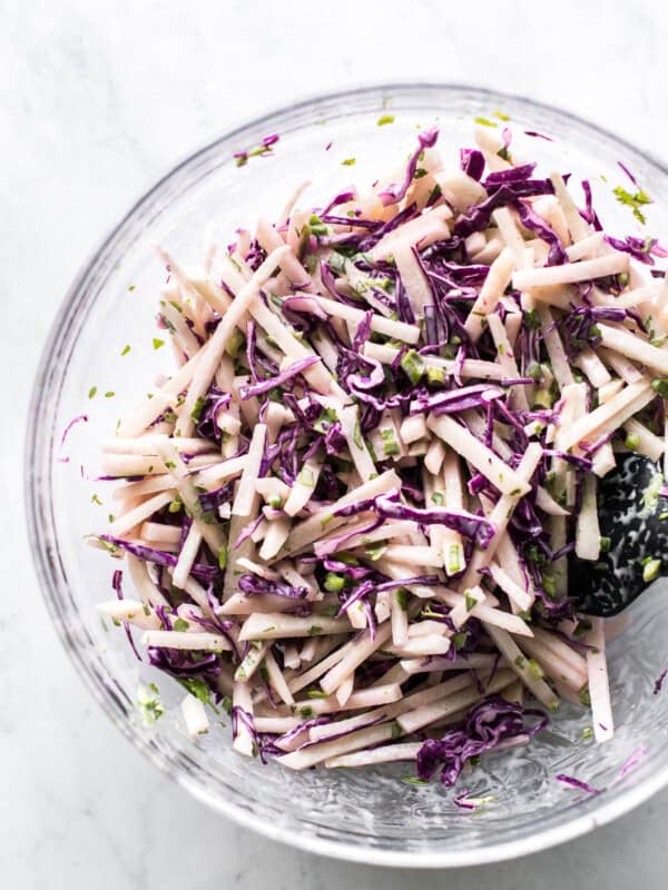 Jicama slaw in a bowl.