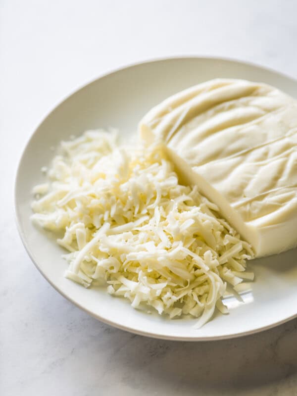 Oaxaca cheese on plate.