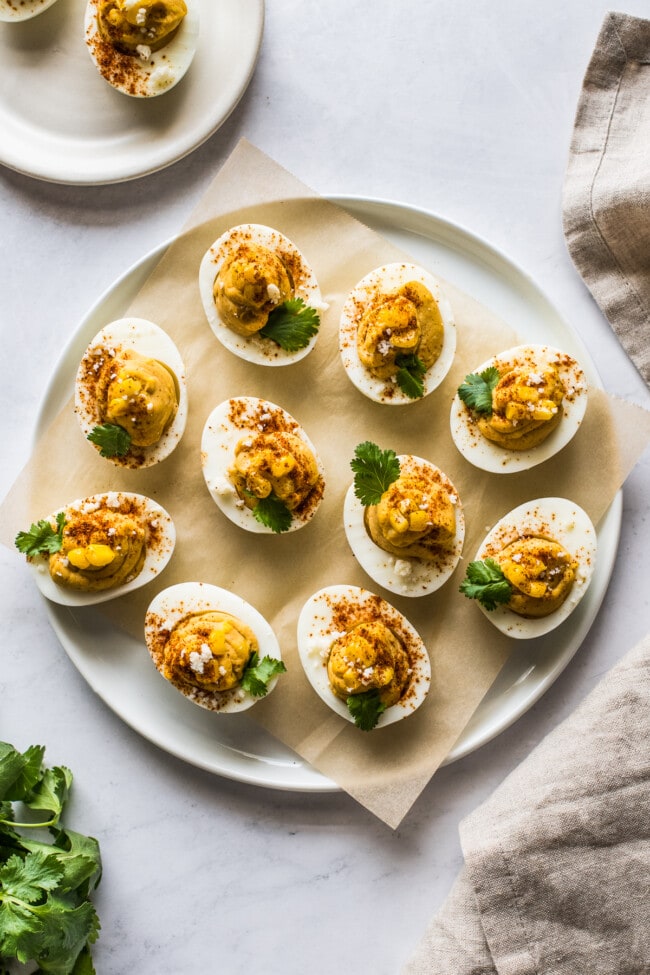 Mexican Street Corn Deviled Eggs - Isabel Eats