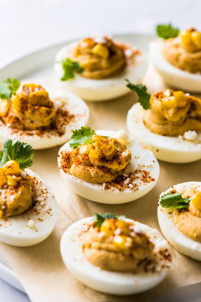 Mexican Street Corn Deviled Eggs - Isabel Eats