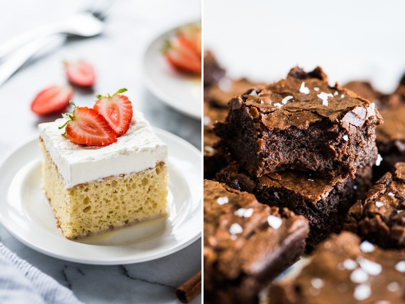 Tres Leches Cake and Mexican Brownies Mexican recipes for Cinco de Mayo.