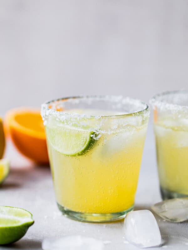 A classic non-alcoholic virgin margarita ready to be drank on a table.