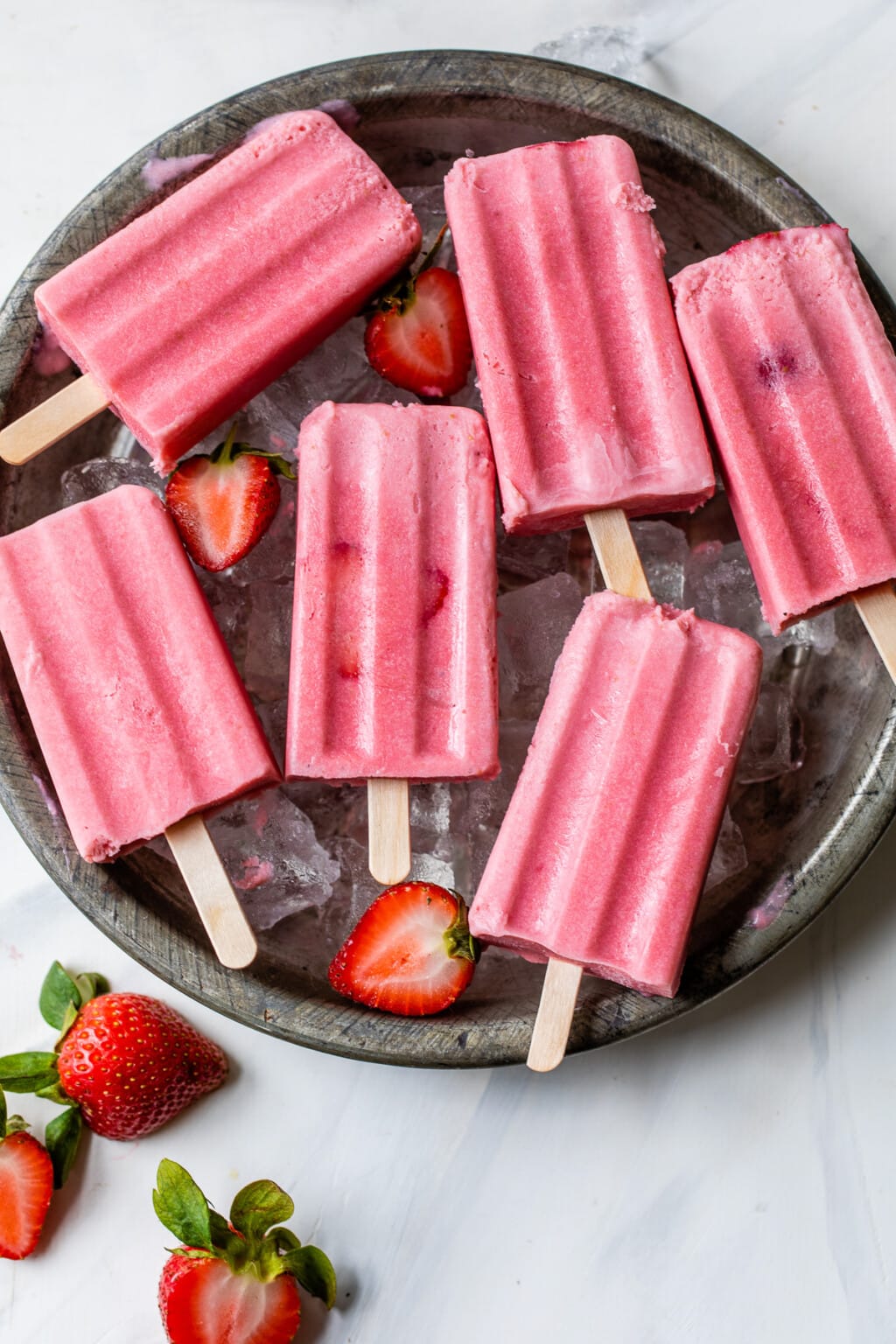 Paletas de Fresa (Strawberries & Cream Popsicles) - Isabel Eats