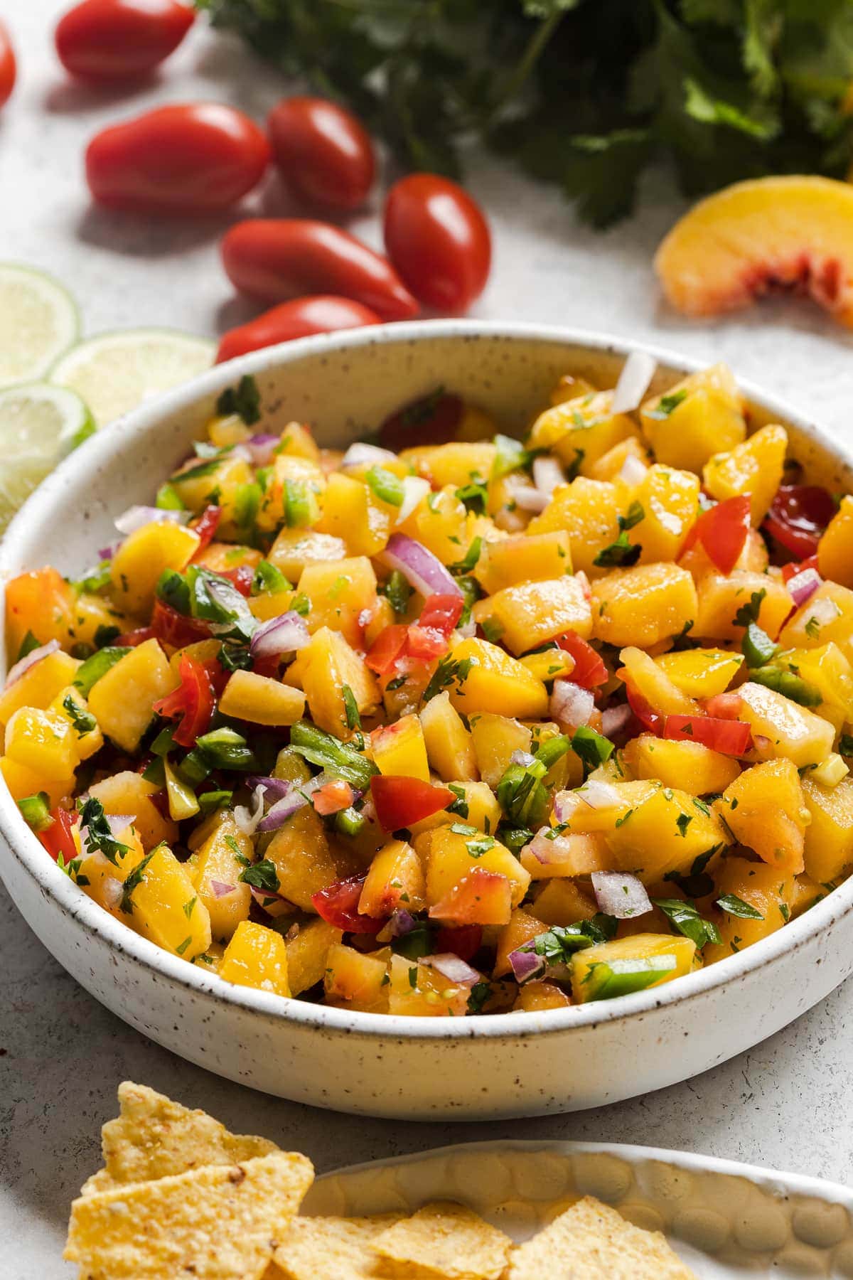 Peach Salsa Only 6 Ingredients Isabel Eats 