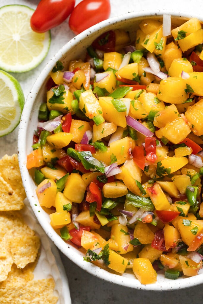 Peach Salsa {Only 6 Ingredients!} - Isabel Eats