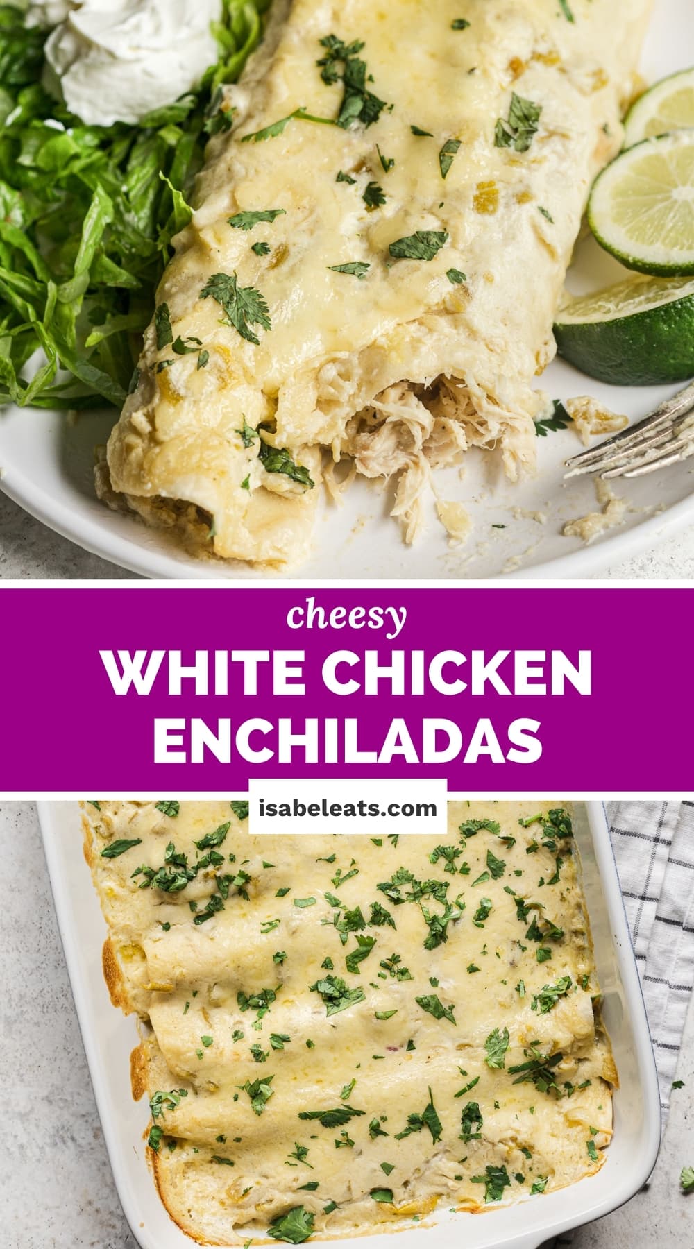 Easy White Chicken Enchiladas - Isabel Eats