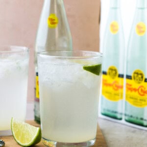 Ranch Water cocktail drink garnished with a lime.