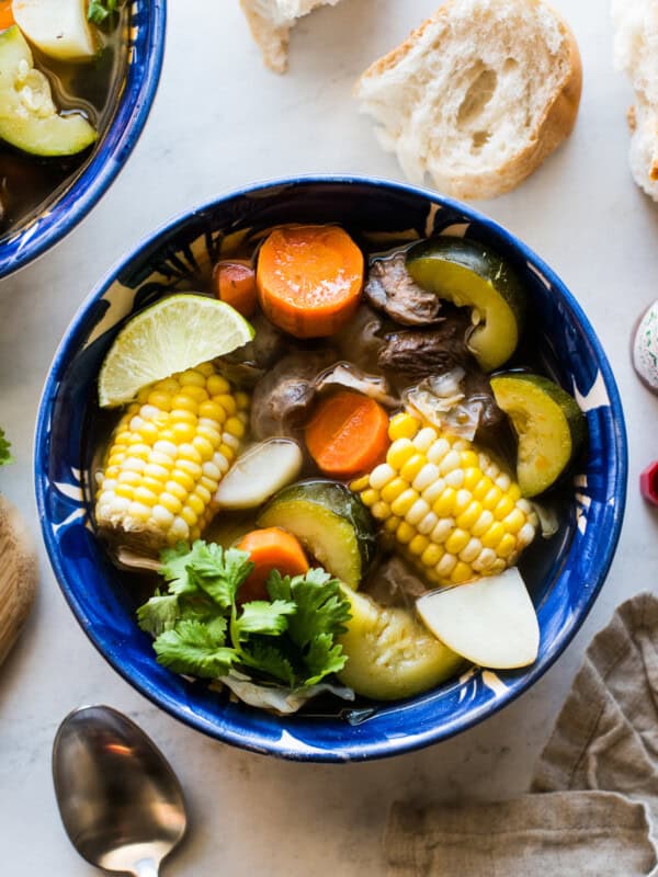 Caldo de Res in a bowl.