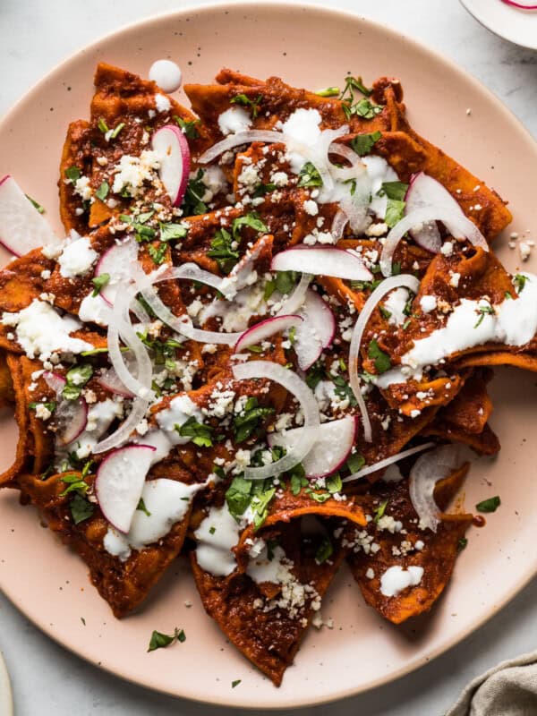 Chilaquiles on a plate.