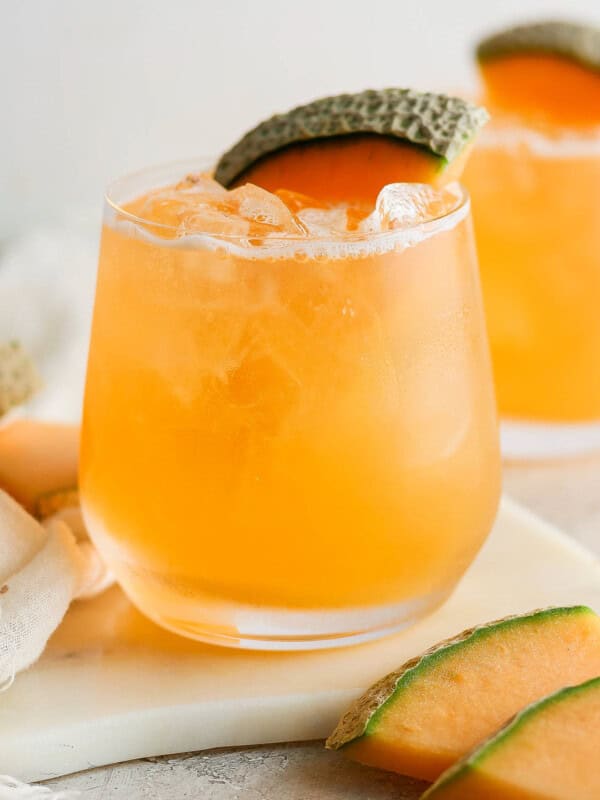 Agua de melon in a glass ready to drink.