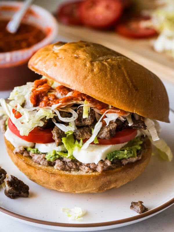 Torta (Mexican sandwich) on a plate ready to eat.