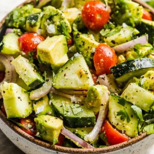 Avocado Salad recipe in a bowl ready to eat.