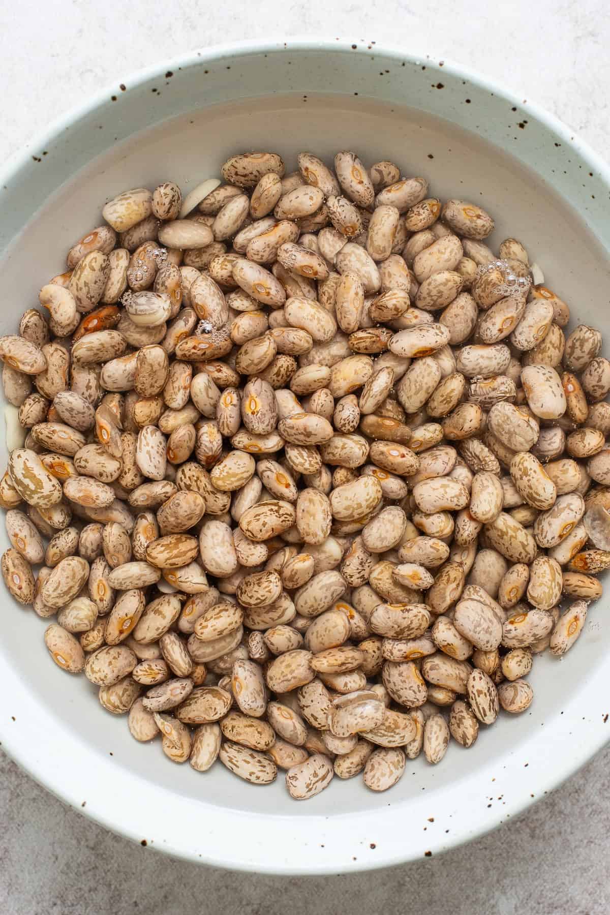 Pinto beans soaking in water