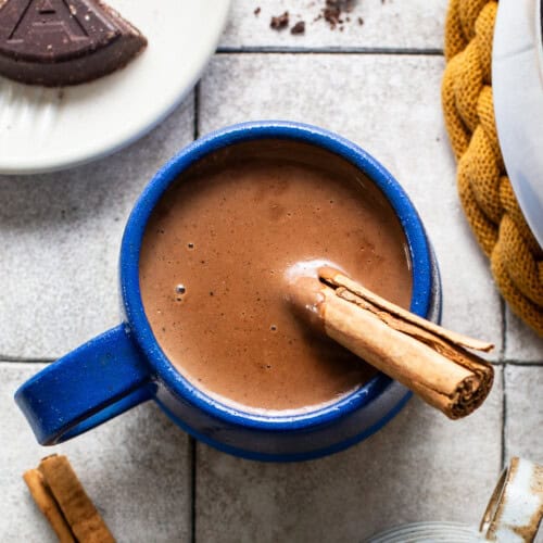 Champurrado recipe in a mug ready to drink.