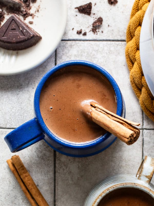 Champurrado recipe in a mug ready to drink.