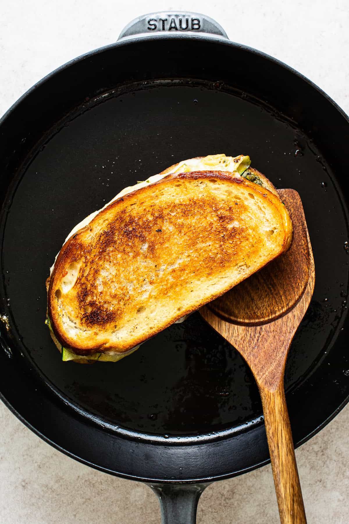 Grilled cheese toasted on one side.