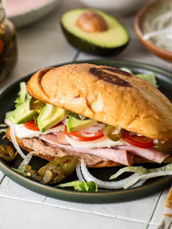 A torta de jamon served on a plate ready to enjoy.