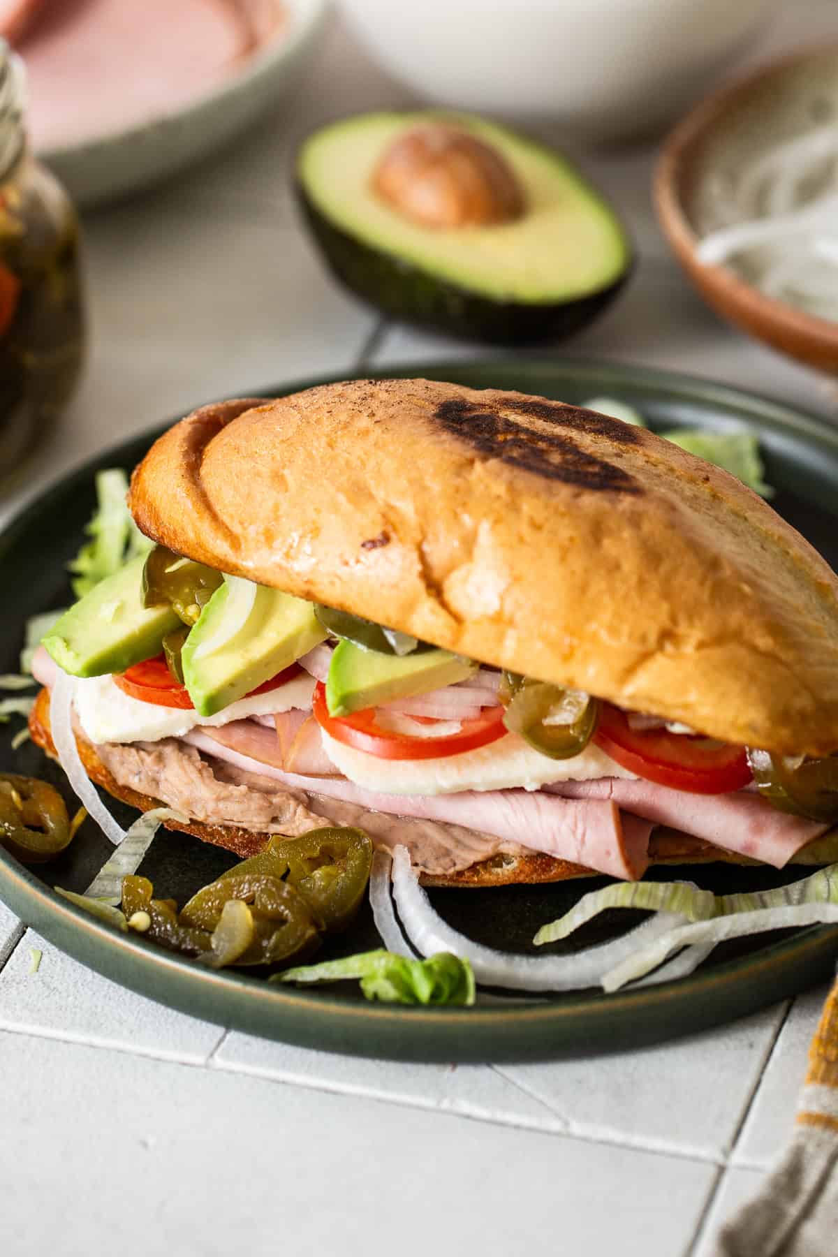 A torta de jamon served on a plate ready to enjoy.